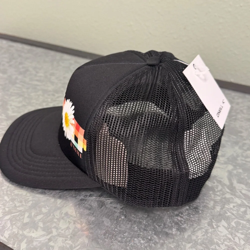 O'Neill Trucker Hat Mens OS Black New‎ Daisy Floral Graphic Mesh Snapback Cap